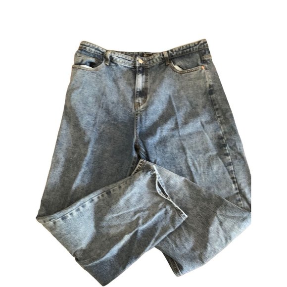 PrettyLittleThing Denim - Vintage Pretty Little Thing Women's 16 Mom Jeans High Rise Blue Straight Leg